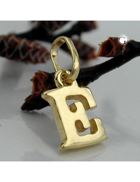 pendant 8x5,5mm initiale e shiny 9k gold
