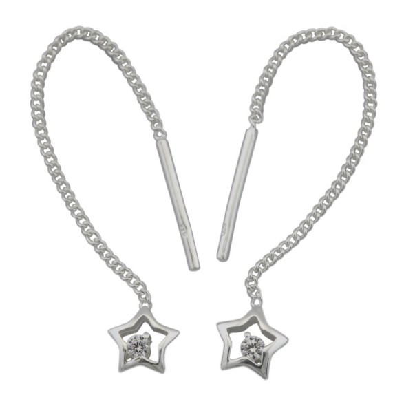 Thread Örhänge With Zirconia Silver 925