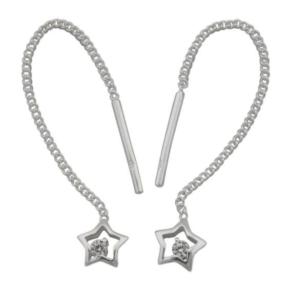 Thread Örhänge With Zirconia Silver 925