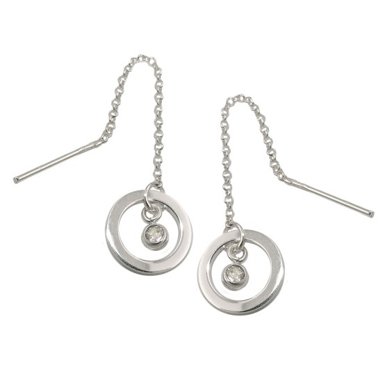 Thread Örhängen Ring+Zirconia Silver 925