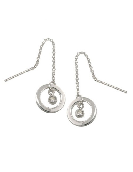 Thread Örhängen Ring+Zirconia Silver 925