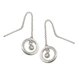 Thread Örhängen Ring+Zirconia Silver 925