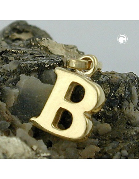 pendant 8x6mm initiale b shiny 9k gold