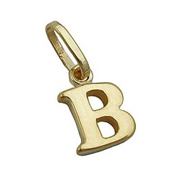 pendant 8x6mm initiale b shiny 9k gold