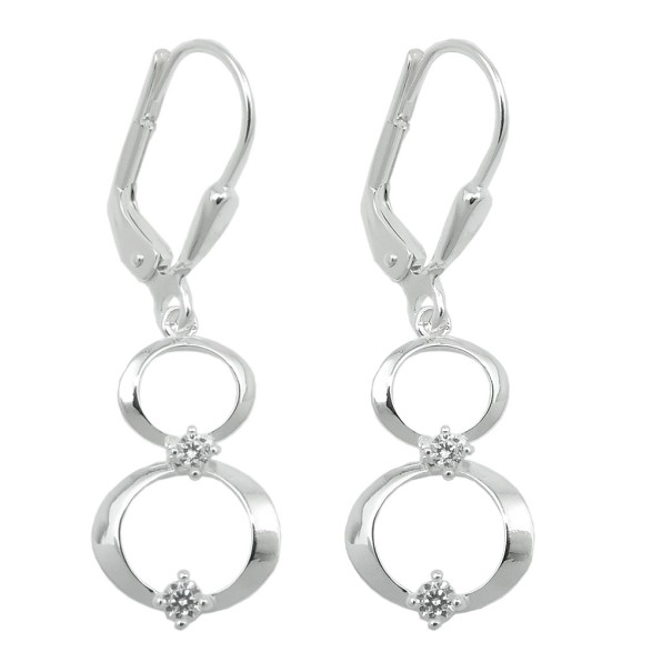 Örhänge 2 Rings Zirconia Silver 925