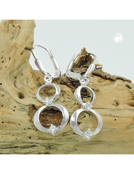 Örhänge 2 Rings Zirconia Silver 925