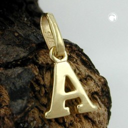 pendant 8x6,5mm initiale a shiny 9k gold