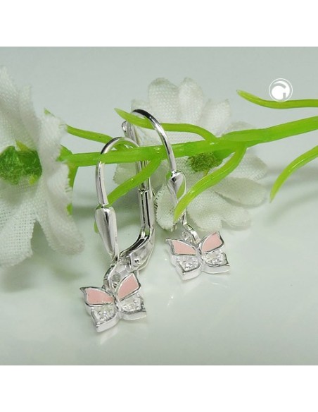 Örhänge Butterfly Rose-White Silver 925