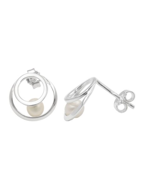 Örhänge Circle With Pearl Silver 925