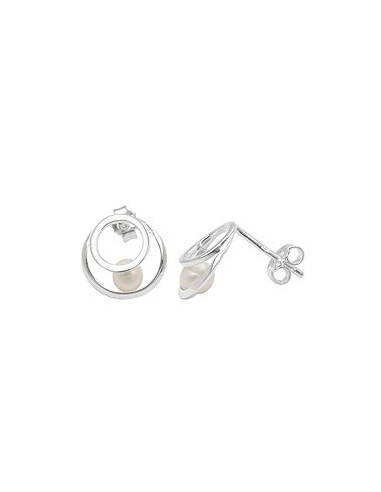 Örhänge Circle With Pearl Silver 925