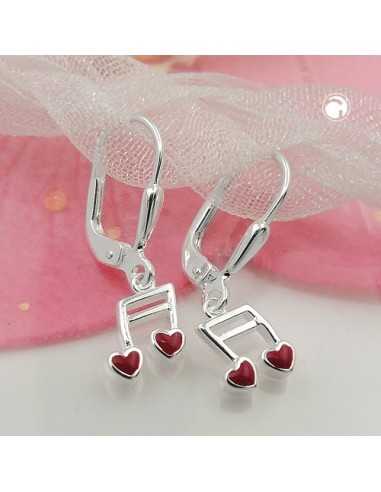Örhänge Notes Hearts Red Silver 925
