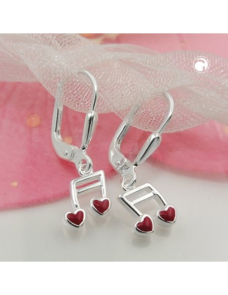 Örhänge Notes Hearts Red Silver 925