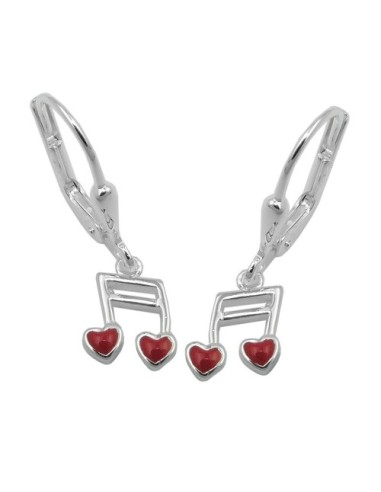 Örhänge Notes Hearts Red Silver 925