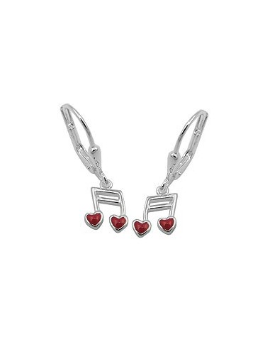 Örhänge Notes Hearts Red Silver 925