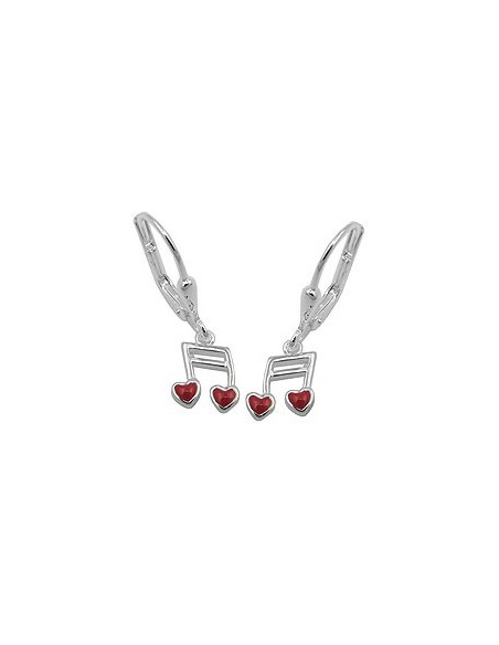Örhänge Notes Hearts Red Silver 925