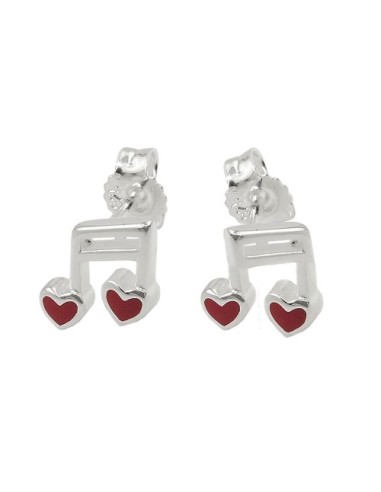 Örhänge Notes Hearts Red Silver 925