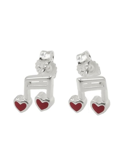Örhänge Notes Hearts Red Silver 925