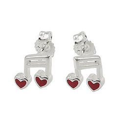 Örhänge Notes Hearts Red Silver 925