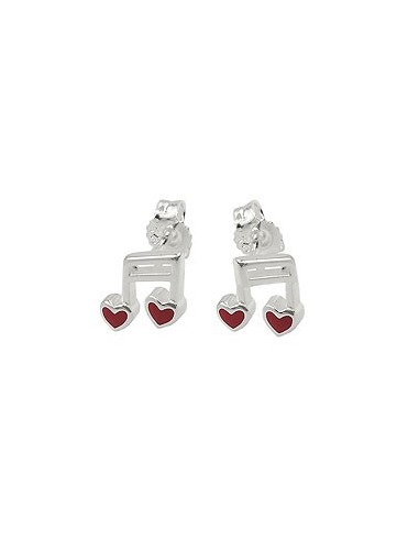 Örhänge Notes Hearts Red Silver 925