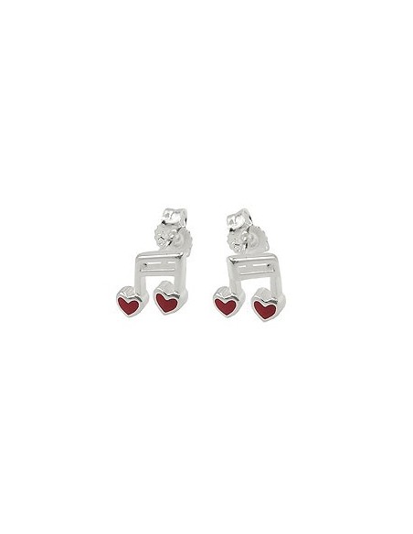 Örhänge Notes Hearts Red Silver 925