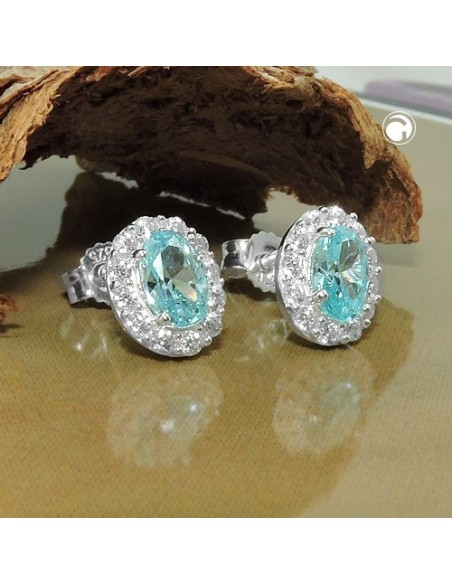 Örhänge Studs Aqua Zirconias Silver 925