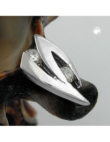 pendant 10x6mm with zirconias 9k white gold
