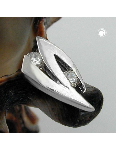pendant 10x6mm with zirconias 9k white gold