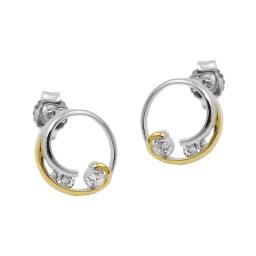 Örhänge Studs Two Tone Cz Silver 925