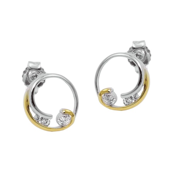 Örhänge Studs Two Tone Cz Silver 925