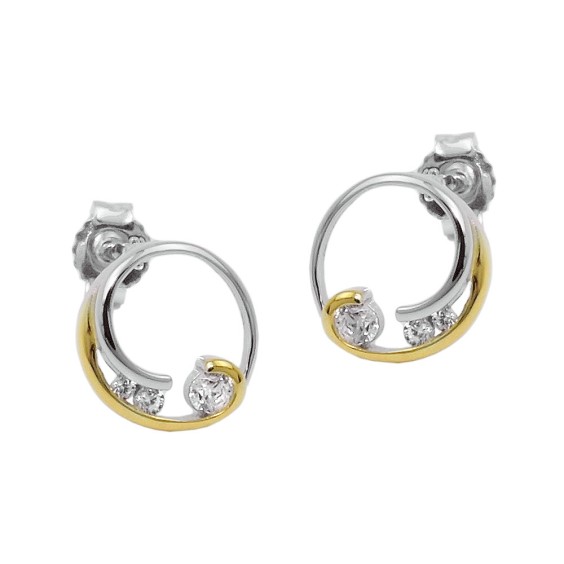 Örhänge Studs Two Tone Cz Silver 925
