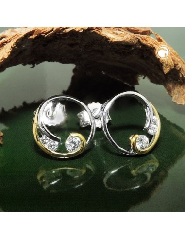 Örhänge Studs Two Tone Cz Silver 925