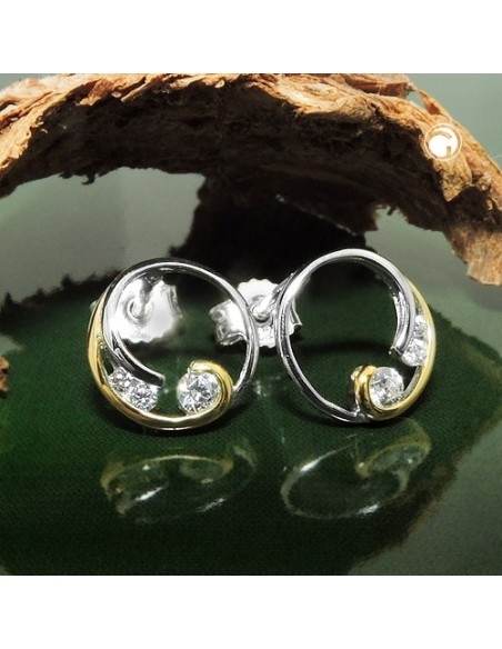 Örhänge Studs Two Tone Cz Silver 925