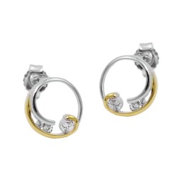 Örhänge Studs Two Tone Cz Silver 925