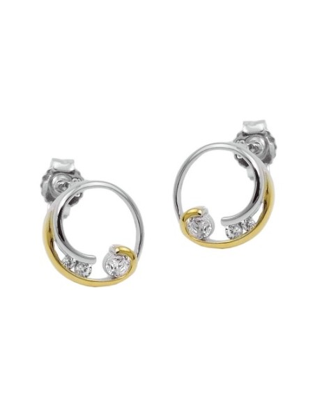 Örhänge Studs Two Tone Cz Silver 925