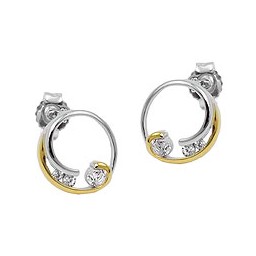 Örhänge Studs Two Tone Cz Silver 925
