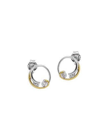 Örhänge Studs Two Tone Cz Silver 925