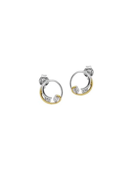 Örhänge Studs Two Tone Cz Silver 925