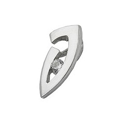 pendant 12x5mm with cubic zirconia shiny 9k white gold