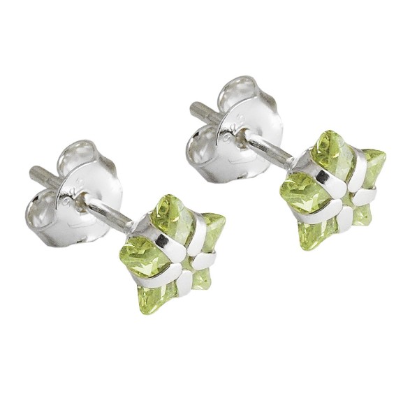 Örhänge Studs Zirconia Olive Silver 925