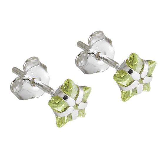 Örhänge Studs Zirconia Olive Silver 925