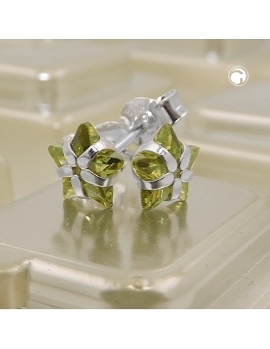 Örhänge Studs Zirconia Olive Silver 925
