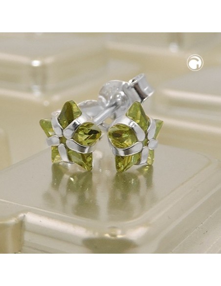 Örhänge Studs Zirconia Olive Silver 925