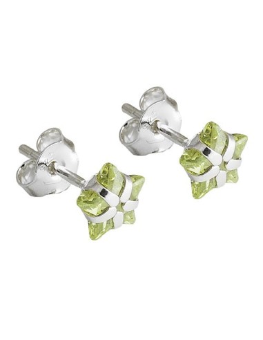 Örhänge Studs Zirconia Olive Silver 925