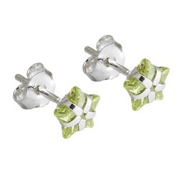 Örhänge Studs Zirconia Olive Silver 925