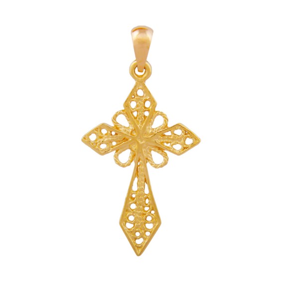 pendant cross filigree 9k gold