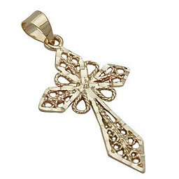 pendant cross filigree 9k gold