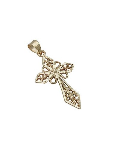 pendant cross filigree 9k gold