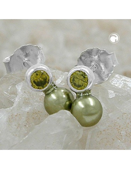 Örhängen Bead And Cz Olive Silver 925