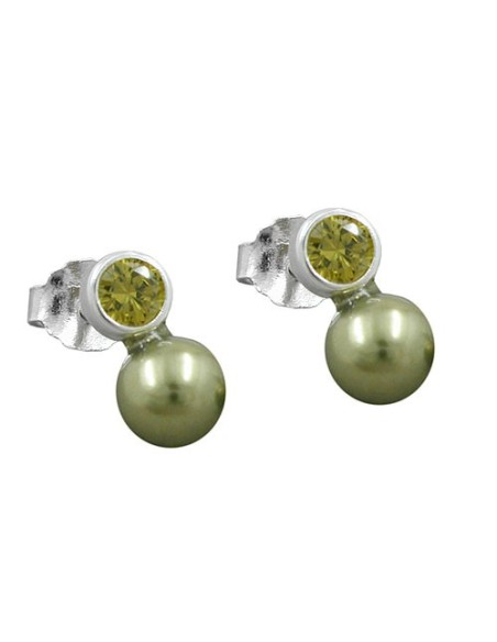 Örhängen Bead And Cz Olive Silver 925
