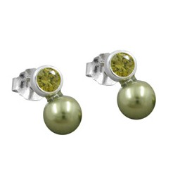 Örhängen Bead And Cz Olive Silver 925